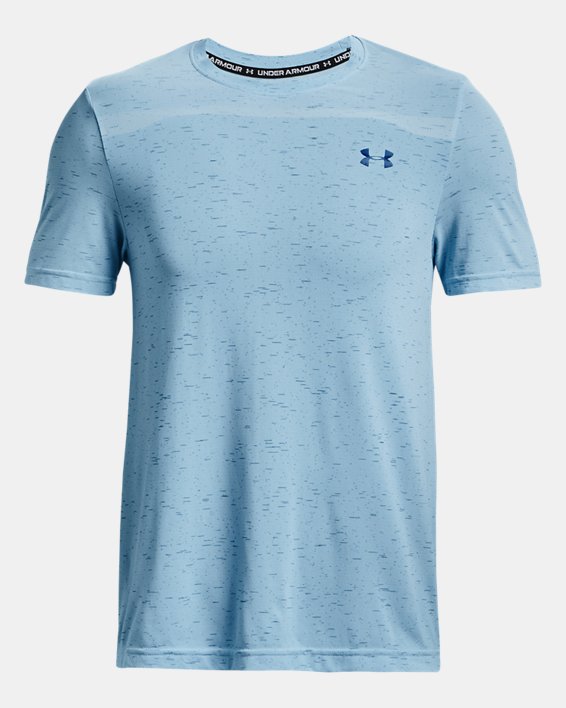 Men's UA Seamless Short Sleeve in Blue image number 4